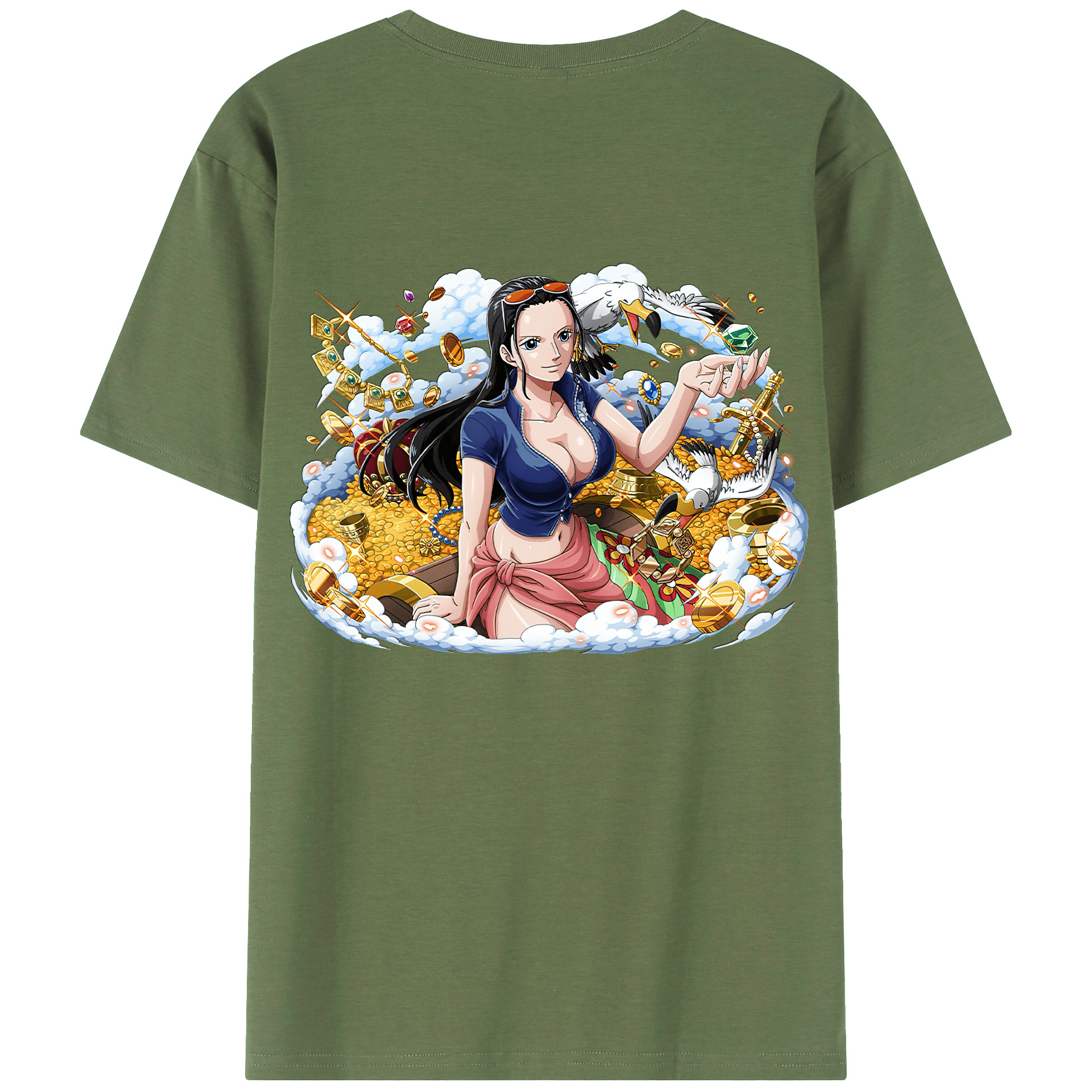 ワンピース ニコ・ロビン ONE PIECE Nico Robin 綿100％ メンズ半袖Tシャツ（バックプリント） 通気性